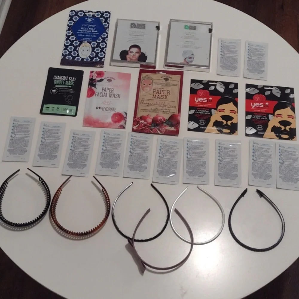 NEW Beauty Self Care Lot of 10 Masks 12 Biore Pore Strips and 6 Headbands